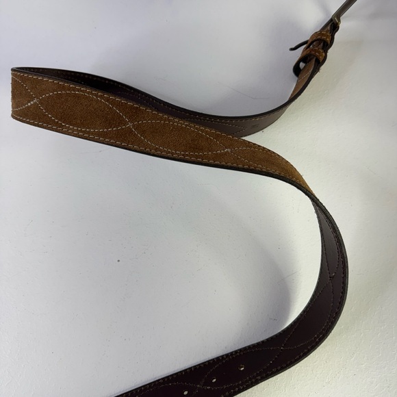J. Crew Brown Suede & Leather Stitched Hip Belt , solid brass buckle - Picture 4 of 7